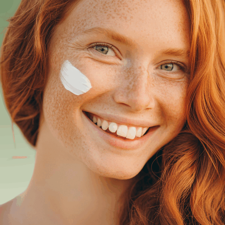 Smiling woman with clear skin showing natural glow — ideal for pigmentation skincare