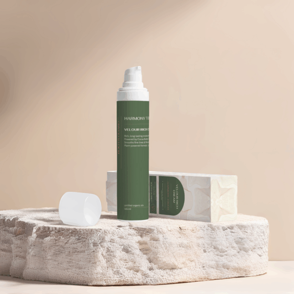 Velour Rich Cream with box packaging on natural stone display - Roots Guard