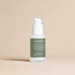 Firm+ Collagen Serum bottle on neutral beige background – natural skincare product